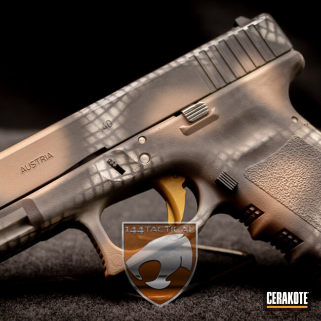 Custom Camo Glock 23 Cerakoted using Patriot Brown, Tactical Grey and Coyote  Tan