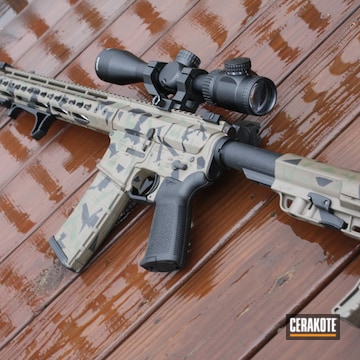 Cerakoted Tactical Rifle In An Abstract Camo Finish
