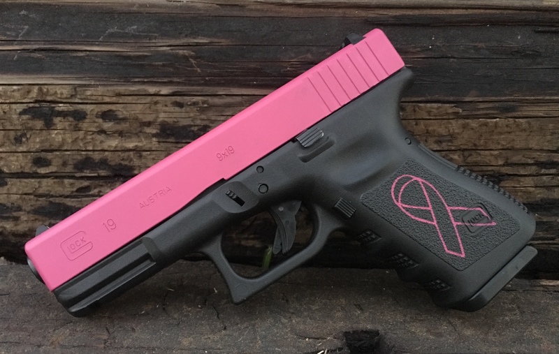Glock 19 Pink Ribbon Themed Handgun by Web User | Cerakote