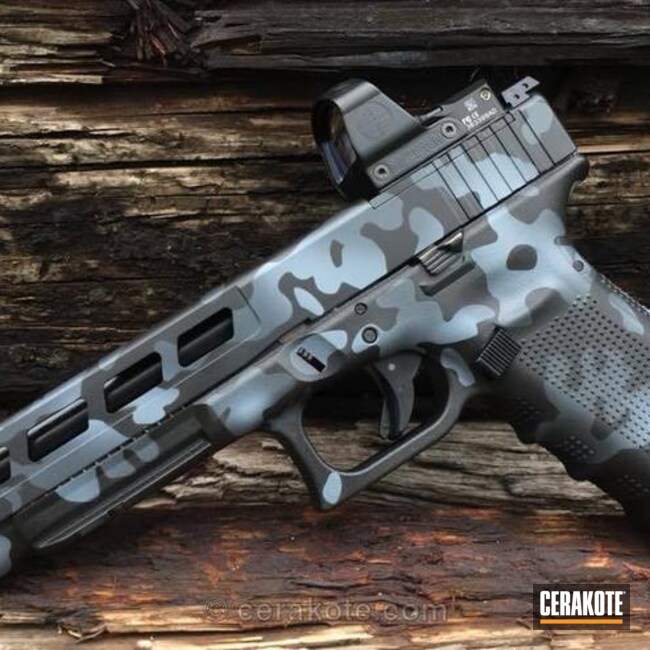Cerakoted Custom Glock Handgun In A Stealth Camo Finish