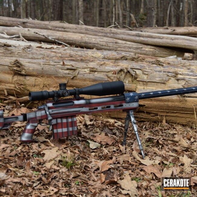 Cerakoted Bolt Action Rifle Done In An American Flag Finish
