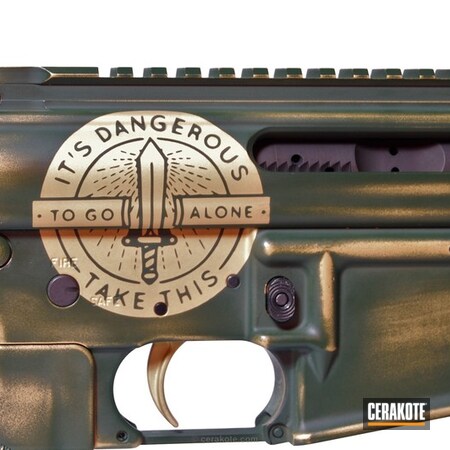 Powder Coating: Gold H-122,Video Game Theme,JESSE JAMES EASTERN FRONT GREEN  H-400,Tactical Rifle,AR-15