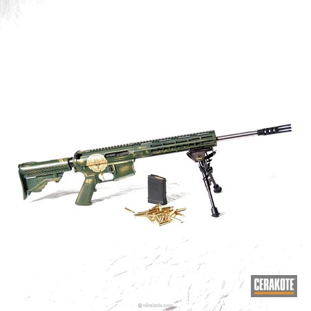 Powder Coating: Gold H-122,Video Game Theme,JESSE JAMES EASTERN FRONT GREEN  H-400,Tactical Rifle,AR-15