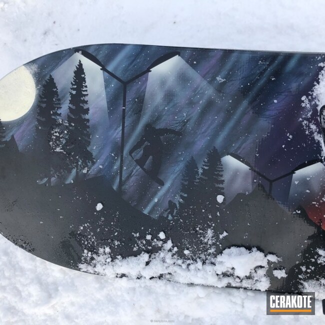 Cerakoted Custom Night Scene On Blank Snowboards