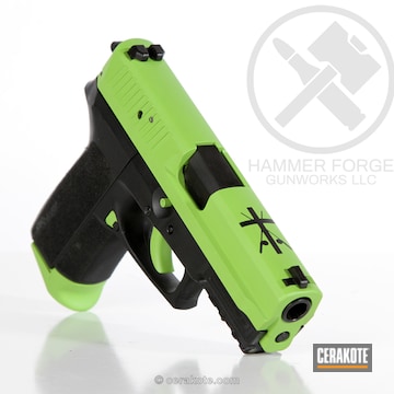 Cerakoted Sig Sauer Handgun Done In A Zombie Green And Graphite Black Finish
