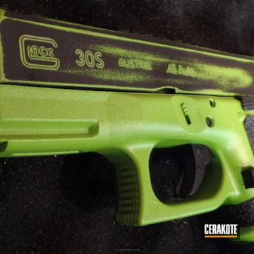 Cerakoted Distressed Green / Black Glock 30s Handgun