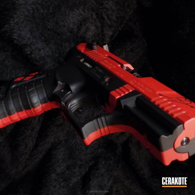 Cerakoted: DC Comics,Walther,Graphite Black H-146,Two Tone,USMC Red H-167,Pistol,Harley Quinn