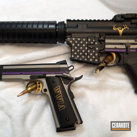 Powder Coating: Matching Set,Graphite Black H-146,Wounded Warrior,Pistol,Gold H-122,Wounded Warriors In Action,Bright Purple H-217,Tactical Rifle,American Flag,Titanium H-170,WWIA