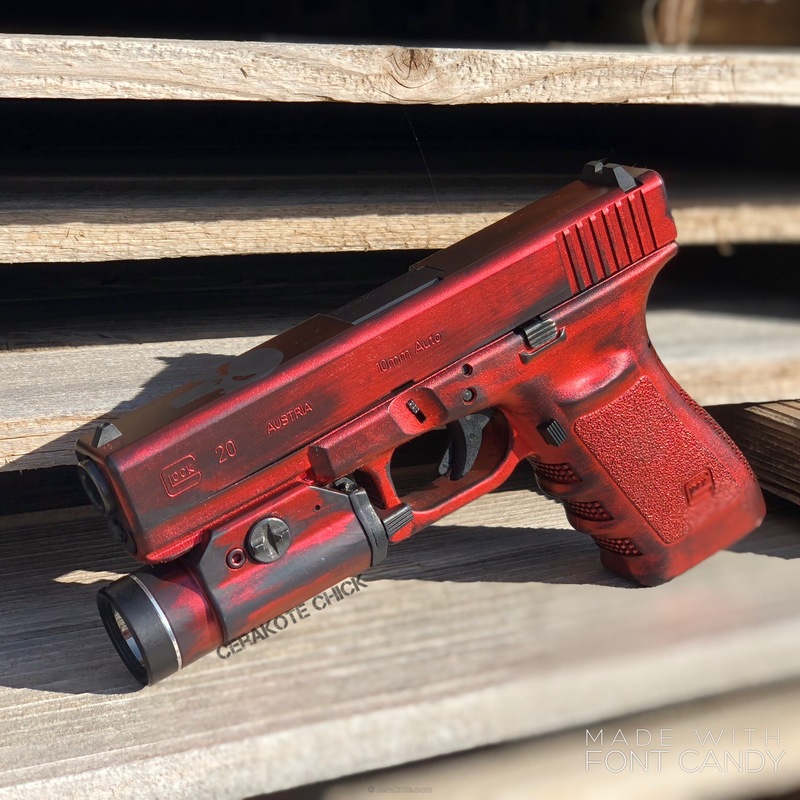 Custom Red on this Glock 20 Handgun by MELODIE YARBROUGH | Cerakote