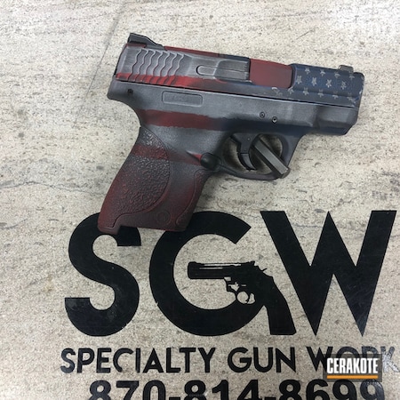Powder Coating: Smith & Wesson,NRA Blue H-171,Pistol,BATTLESHIP GREY H-213,America,SGW,American Flag,FIREHOUSE RED H-216,Distressed American Flag