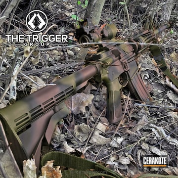 Cerakoted Tactical Rifle In A Woodland Camo Finish