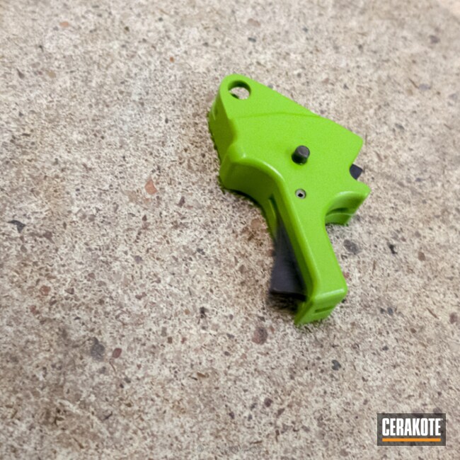 Cerakoted Apex Tactical Trigger Done In H-168 Zombie Green