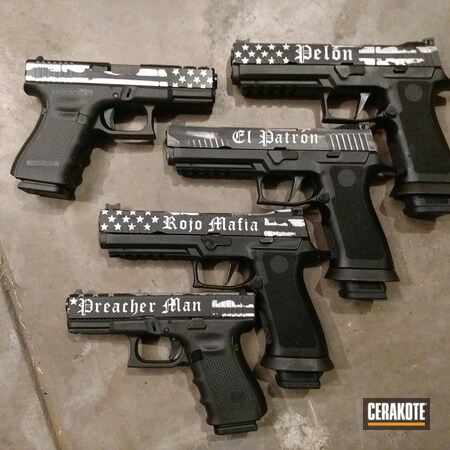 Powder Coating: Graphite Black H-146,Satin Aluminum H-151,Pistol,American Flag,Stars and Stripes