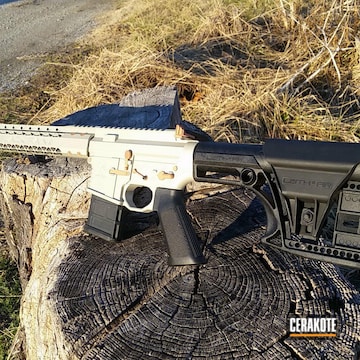 Cerakoted Black Rain Ordnance Rifle With Gold, Shimmer Aluminum And Sig Pink