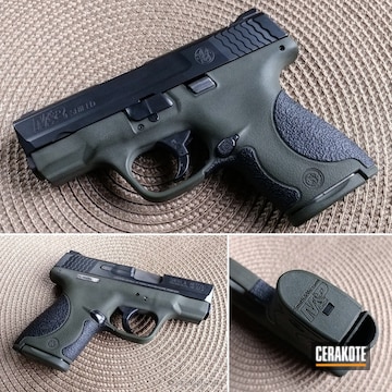Cerakoted Smith & Wesson Pistol With Armor Black And Magpul O.d. Green