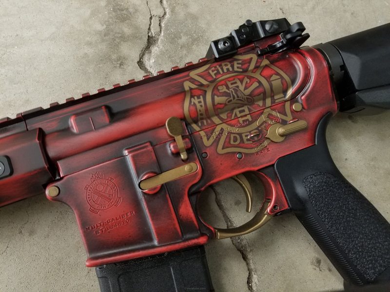 Firefighter Theme Rifle by JARED HARSHAW | Cerakote