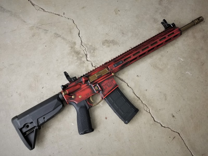 Firefighter Theme Rifle by JARED HARSHAW | Cerakote