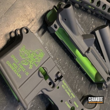 Cerakoted Ar15 Builders Kit In Sniper Grey With Zombie Green Accents