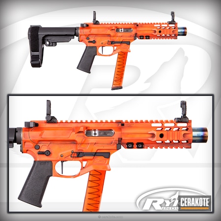 Powder Coating: Hunter Orange H-128,Graphite Black H-146,Quentin Defense,SB Tactical,JP Enterprises,MagPul,9mm AR pistol,Battleworn,SLR