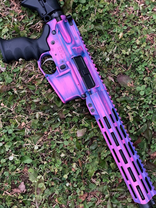 Pink Chassis Rifle Custom Distressed Pink and Purple Tactical Rifle by Web User | Cerakote