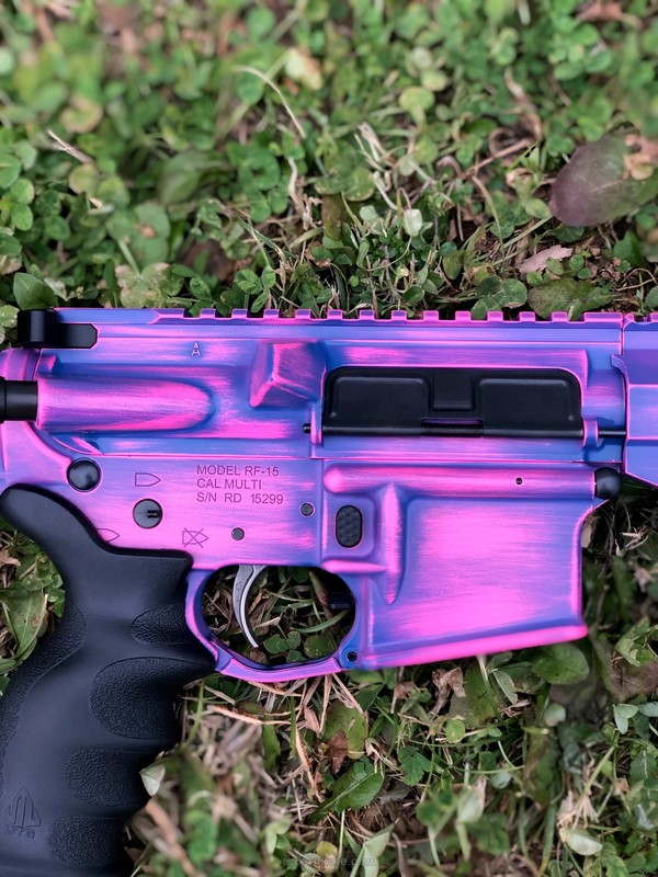Custom Distressed Pink and Purple Tactical Rifle by Web User | Cerakote