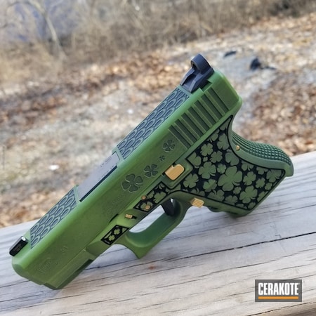 Powder Coating: Glock,Luck of the Irish,Zombie Green H-168,Pistol,Gold H-122,Armor Black H-190,Engraved,Glock 30