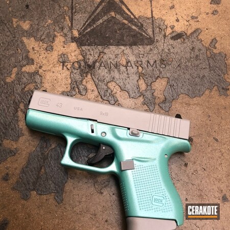 Powder Coating: Glock 43,Glock,GunCandy,Handguns,Crushed Silver H-255,Pistol,EDC,GunCandy Tiffany,Robin's Egg Blue H-175,HIGH GLOSS CERAMIC CLEAR MC-160