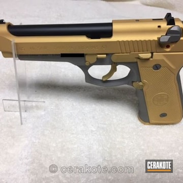 Cerakoted Chiappa Handgun In Graphite Black / Gold / Titanium