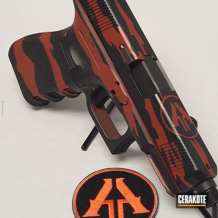Powder Coating: 9mm,Graphite Black H-146,Crimson H-221,Two Tone,Tiger Stripes,Pistol,Glock 19,Embossed Logo,Semi-Auto