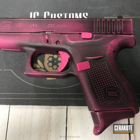 Powder Coating: Graphite Black H-146,Glock,Distressed,Pistol,Battleworn,Glock 42,Prison Pink H-141