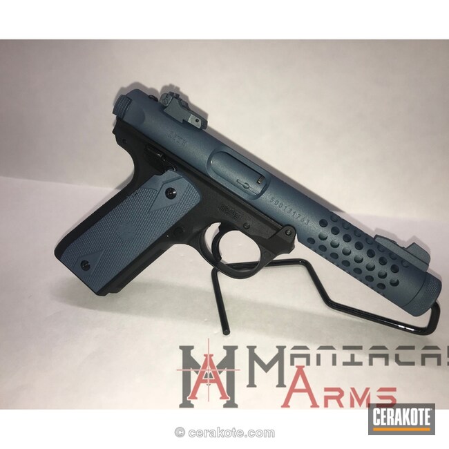 Cerakoted Ruger Handgun Done In H-185 Blue Titanium