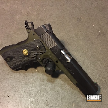 Cerakoted Springfield Xd Handgun In H-146 Graphite Black And H-240 Mile Spec O.d. Green