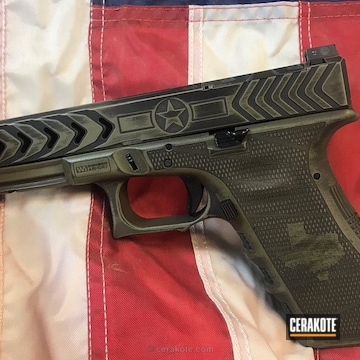 Cerakoted Battleworn And Laser Engraved Glock 17 Handgun