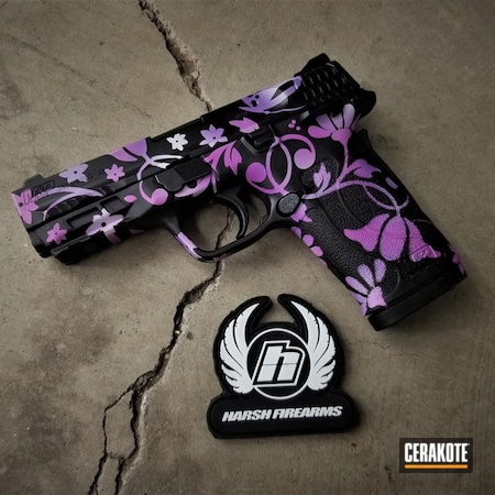 Powder Coating: Hidden White H-242,Floral Patterned,Smith & Wesson,Pistol,Bright Purple H-217,Prison Pink H-141