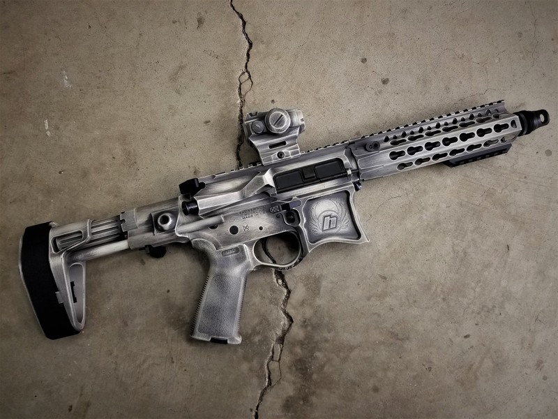Distressed Rifles Distressed Tactical Rifle with Skull Design by JARED HARSHAW | Cerakote