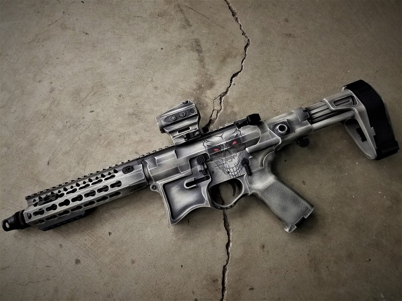 Distressed Rifles Distressed Tactical Rifle with Skull Design by JARED HARSHAW | Cerakote