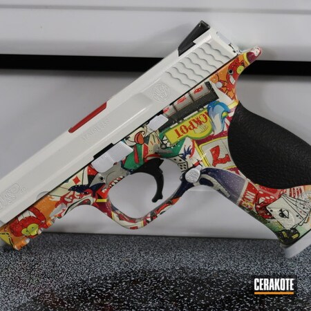Powder Coating: Smith & Wesson M&P,Smith & Wesson,Hydrographics,Snow White H-136,Pistol,FIREHOUSE RED H-216