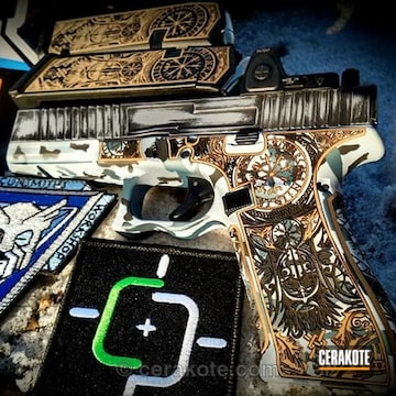 Cerakoted Glock 19 With Stormtrooper White, Cobalt Kinetics Slate And Armor Black