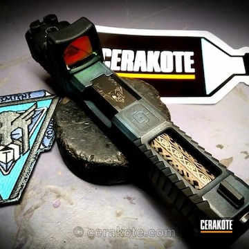 Cerakoted Laser Engraved Glock With Battlworn Look