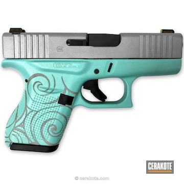 Cerakoted Robin's Egg Blue And Crushed Silver Glock 43