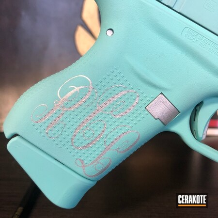 Powder Coating: Glock,Girls Gun,Girls,Pistol,Shimmer Aluminum H-158,Robin's Egg Blue H-175,For the Girls