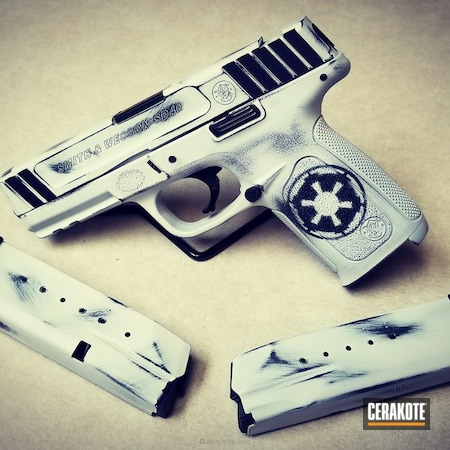 Powder Coating: Smith & Wesson,Hoth camo,Snowtrooper,Stormtrooper Gun,Star Wars,Imperial Logo,Graphite Black H-146,Distressed,Snow White H-136,Darth Vader,Pistol,Galactic Empire,Stormtrooper,Battleworn,Dark Side Of The Force,Imperial