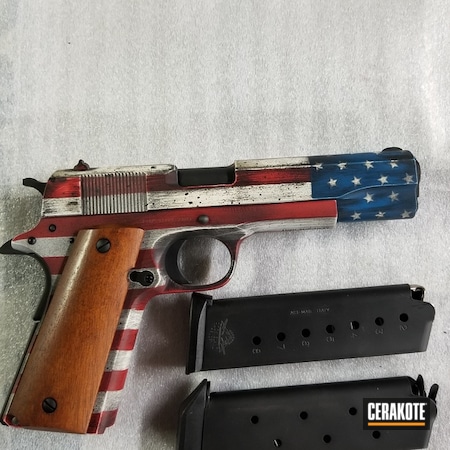Powder Coating: Graphite Black H-146,Snow White H-136,1911,Pistol,American Flag,FIREHOUSE RED H-216,Sky Blue H-169