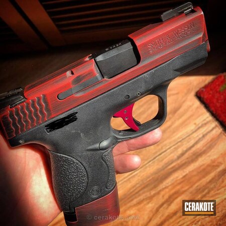 Powder Coating: Smith & Wesson,Graphite Black H-146,M&P Shield,Pistol,FIREHOUSE RED H-216,Battleworn,M&P Shield 9mm,Hyve
