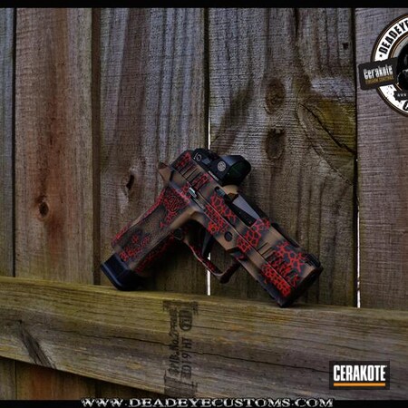 Powder Coating: Graphite Black H-146,Crimson H-221,Sig Sauer,Sig Sauer P320,Pistol,Custom Design,MAGPUL® FLAT DARK EARTH H-267
