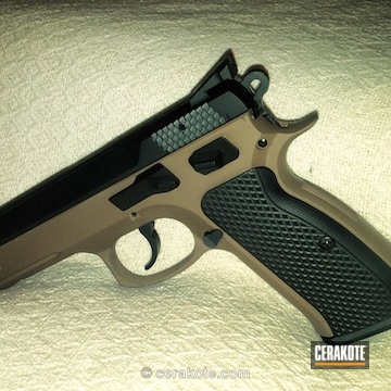 Cerakoted Two Toned Handgun In Cerakote Graphite Black And Glock Fde