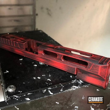 Cerakoted Distressed Slide In Usmc Red And Armor Black