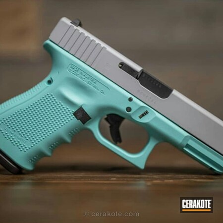 Powder Coating: Glock,Two Tone,Crushed Silver H-255,Pistol,Tiffany & Co,Valentine's Day,Robin's Egg Blue H-175