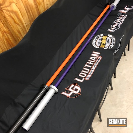 Powder Coating: Hunter Orange H-128,Weight Lifting,BLACKOUT E-100,Fitness,Crushed Silver H-255,Barbells,Bright Purple H-217,Weights,More Than Guns