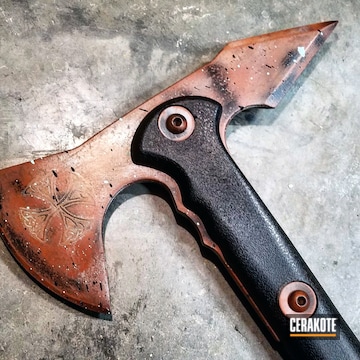 Cerakoted Distressed Copper Patina Tomahawk